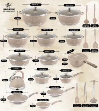 ✨️✨️Anniversary Celebration while stocks last:31 Pcs Non Stick Granite Kitchen Cooking Set with Tools - Image 3