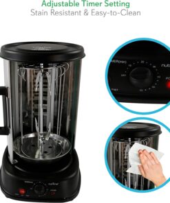 Alternative view of ✨️✨️NutriChef Countertop Vertical Rotating Oven - Rotisserie Shawarma Machine, Kebob Machine, Stain & Heat Resistant Door & Energy Efficient, Includes Kebob Rack with 7 Skewers